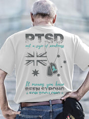 Men's PTSD Awareness Veteran Printed T-shirt