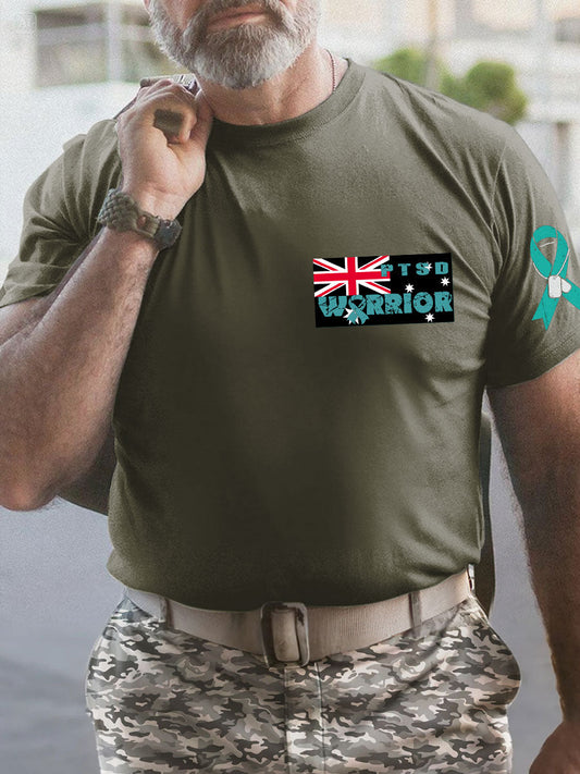 Men's PTSD Awareness Veteran Printed T-shirt
