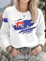 Women's Australian Flag Print Casual Long Sleeve Sweatshirt
