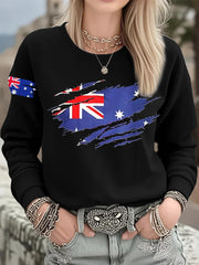 Women's Australian Flag Print Casual Long Sleeve Sweatshirt