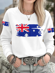 Women's Australian Flag Print Casual Long Sleeve Sweatshirt