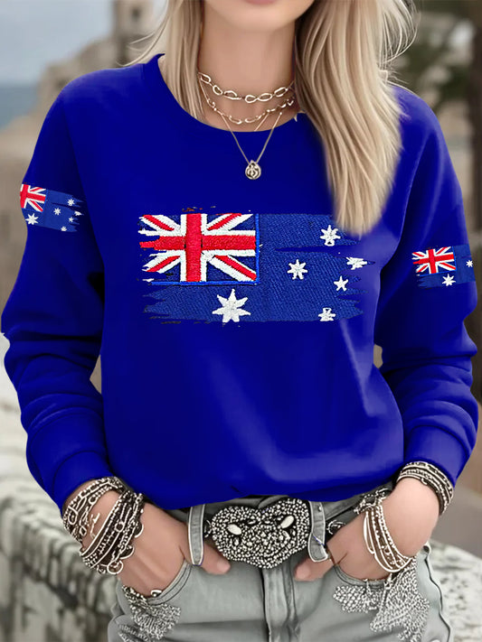 Women's Australian Flag Print Casual Long Sleeve Sweatshirt
