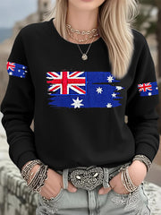 Women's Australian Flag Print Casual Long Sleeve Sweatshirt