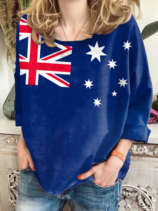 Women's Australia Fiag print loose-fitting shirt