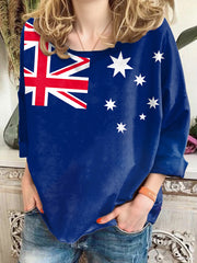 Women's Australia Fiag print loose-fitting shirt