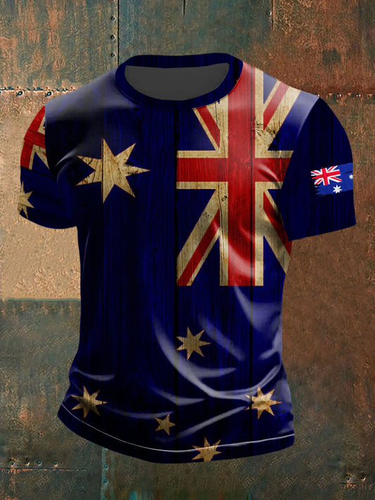 Men's  Australian Flag Print CasualShort Sleeve T-Shirt
