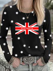 Women's Australian Flag Print Casual Long Sleeve Shirt