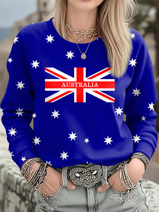 Women's Australian Flag Print Casual Sweatshirt