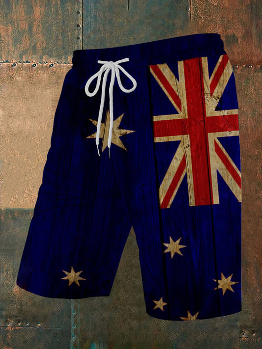 Men's  Retro Australian Flag Print Casual Shorts