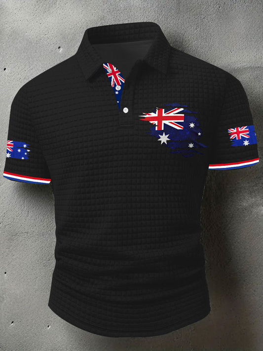 Men's Australian Flag Print CasualShort Sleeve Top