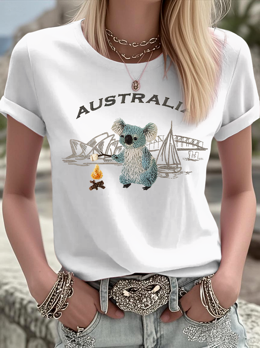Women's Australian Koala Print short-sleeved T-shirt