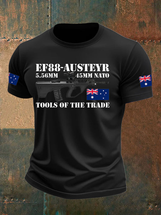 Men's  Australia Veteran  Print imitation cotton short-sleeved T-shirt