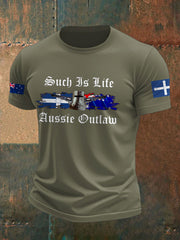 Men's AU Aussie Eereka Flag Outlaw Printed T-shirt