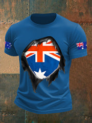 Men's Australian Flag Print Casual Short Sleeve T-Shirt