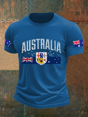 Men's Australian Flag Print Casual Short Sleeve T-Shirt