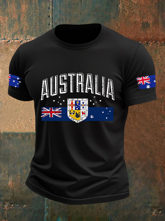 Men's Australian Flag Print Casual Short Sleeve T-Shirt