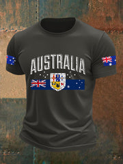 Men's Australian Flag Print Casual Short Sleeve T-Shirt