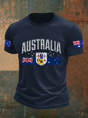 Men's Australian Flag Print Casual Short Sleeve T-Shirt