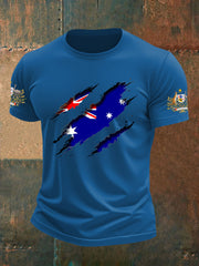 Men's Australian Flag Print Casual Short Sleeve T-Shirt