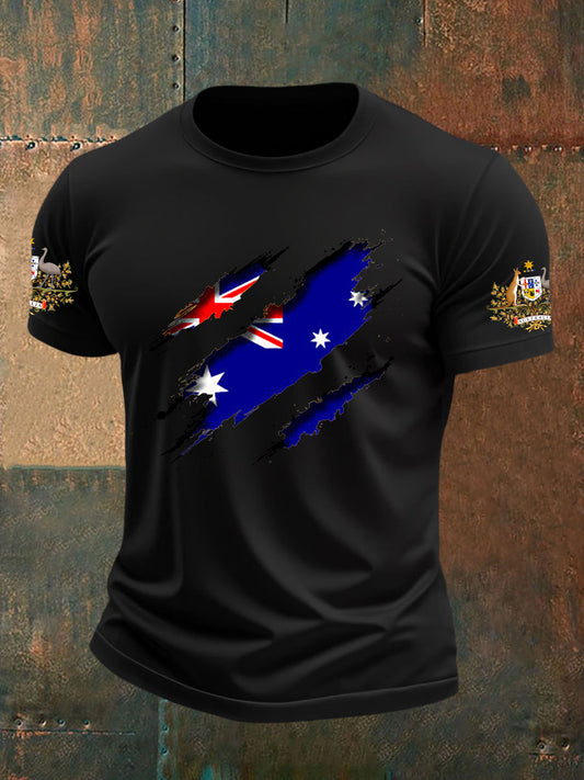 Men's Australian Flag Print Casual Short Sleeve T-Shirt