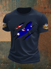 Men's Australian Flag Print Casual Short Sleeve T-Shirt