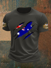Men's Australian Flag Print Casual Short Sleeve T-Shirt