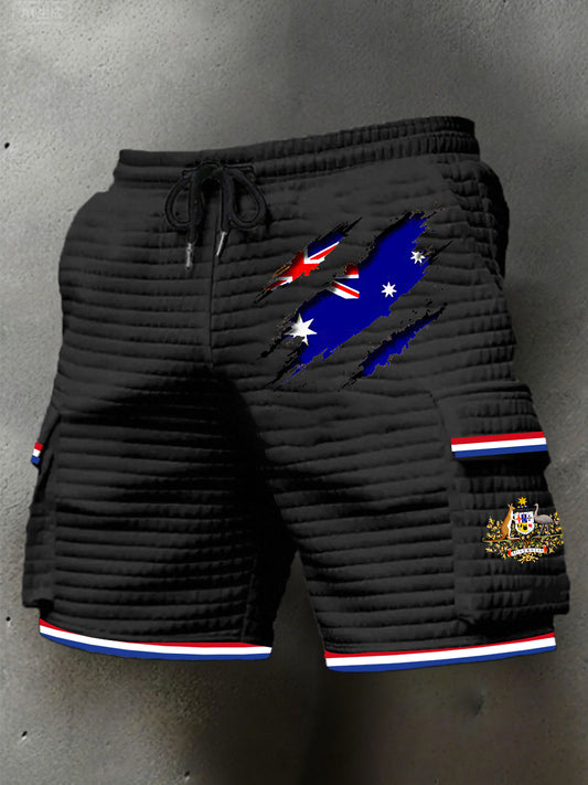 Men's Australian Flag Print Casual Plaid Shorts