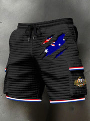 Men's Australian Flag Print Casual Plaid Shorts