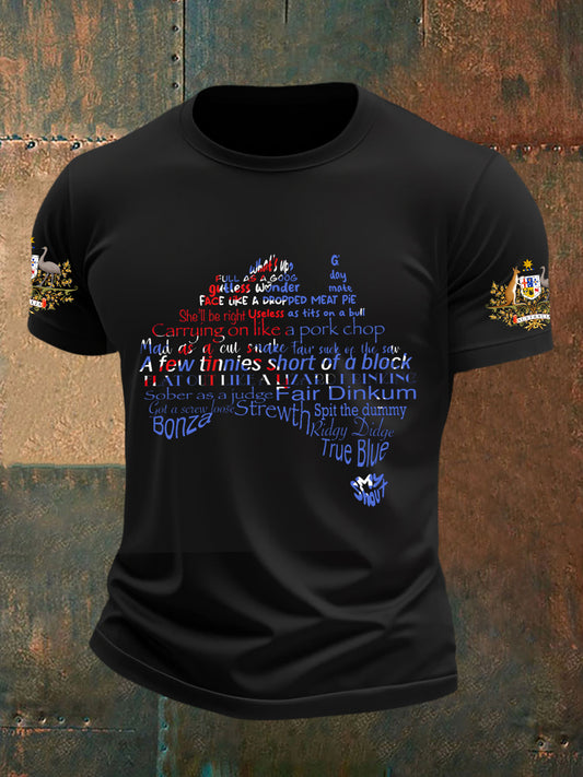 Men's Australian Flag Print Casual Short Sleeve T-Shirt