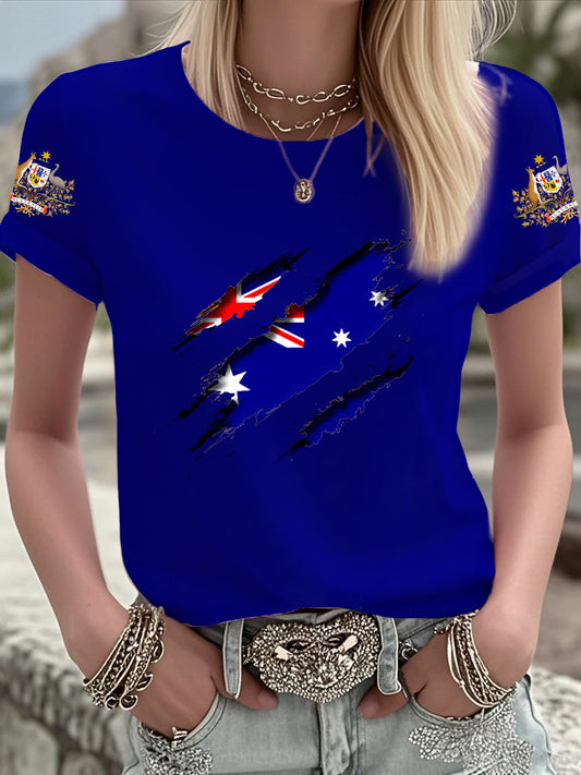Women's Australian Flag Print Short Sleeve T-shirt