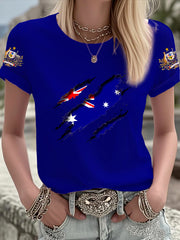 Women's Australian Flag Print Short Sleeve T-shirt