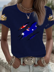 Women's Australian Flag Print Short Sleeve T-shirt