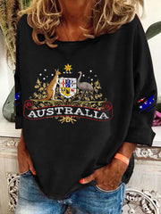 Women's  Australian Flag Print Casual Long Sleeve Sweatshirt