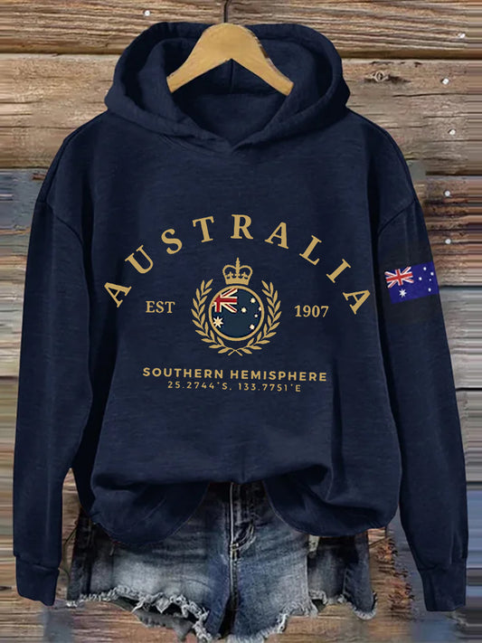 Women's Australian Flag Print Casual Long Sleeve Sweatshirt
