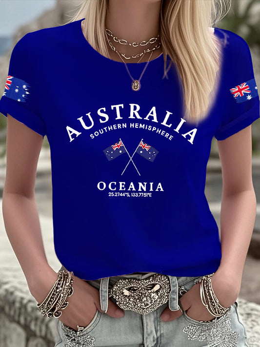 Women's Australian Flag Print Short Sleeve T-shirt