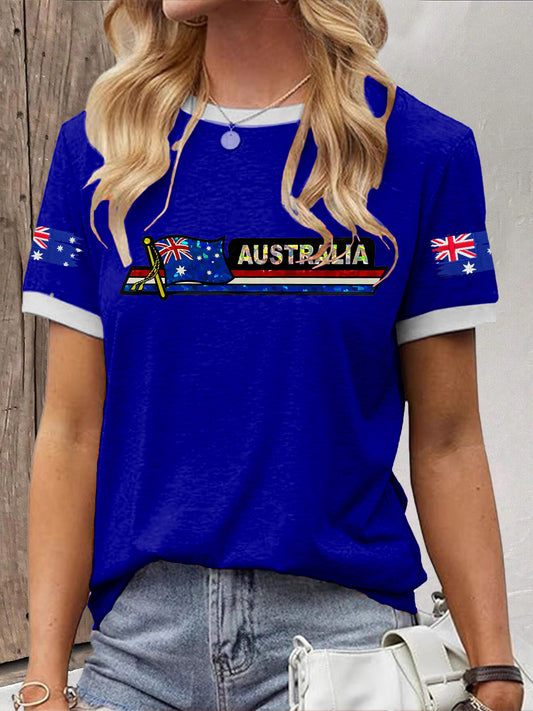 Women's  Australian Flag Print Casual Short Sleeve T-Shirt