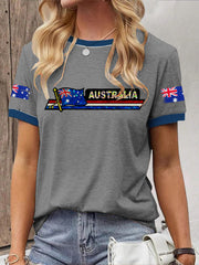 Women's  Australian Flag Print Casual Short Sleeve T-Shirt