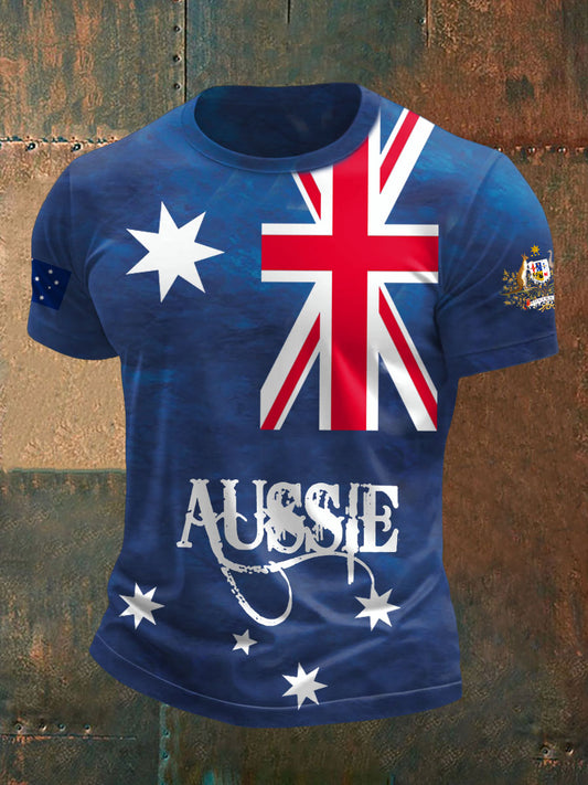 Men's Aussie AU Flag Printed T-shirt