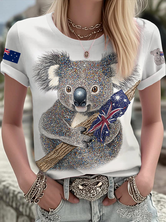 Women's AU Flag Art Printed T-shirt