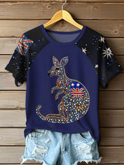 Women's AU Flag Art Printed T-shirt